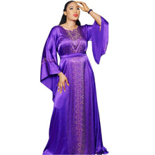 Load image into Gallery viewer, African Women Design Dashiki Dress Silk Beading Abaya Bandage Maxi Bazin Vintage Long Sleeve Robe Gowns Africa Sexy Lady Party