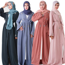 Load image into Gallery viewer, Diamonds Muslim Open Abaya Kimono Robe Dubai Hijab Dress Kaftan Turkey Abayas For Women Caftan Oman Islamic Prayer Clothes Ropa
