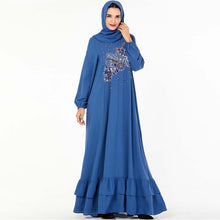 Load image into Gallery viewer, Blue Abaya Dubai Turkish Hijab Muslim Dress Abayas For Women Caftan Marocain Kaftan Islamic Clothing Tesettur Elbise Islam Robe
