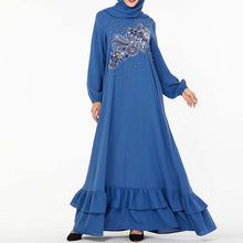 Load image into Gallery viewer, Blue Abaya Dubai Turkish Hijab Muslim Dress Abayas For Women Caftan Marocain Kaftan Islamic Clothing Tesettur Elbise Islam Robe
