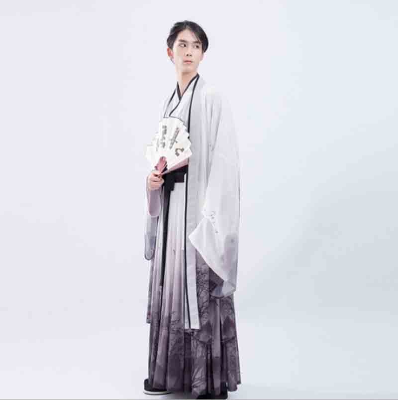 Luxury Hanfu Men Chinese Ancient Outfit Gradation Gray Hanfu Adult Male Carnival Cosplay Costume Fancy Dress For Men Plus Size