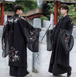 Hanfu Men&Women Chinese Traditional Embroidery Black Hanfu Adult Couples Halloween Cosplay Costume Fancy Dress For Men&Women 4XL