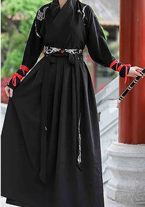 Hanfu Men&Women Chinese Traditional Embroidery Black Hanfu Adult Couples Halloween Cosplay Costume Fancy Dress For Men&Women 4XL